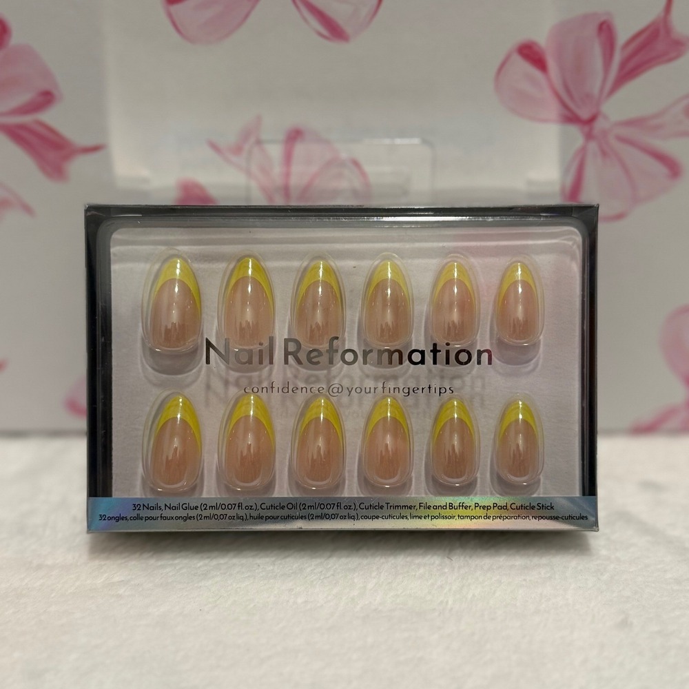 Nail‎ Reformation Press On Nails Almond Yellow Tip 32 pc